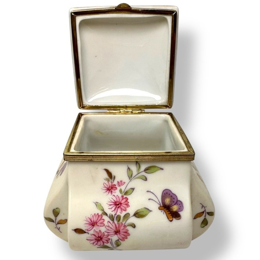 VTG Lefton China Floral Butterfly Porcelain Trinket Box - Picture 4 of 8